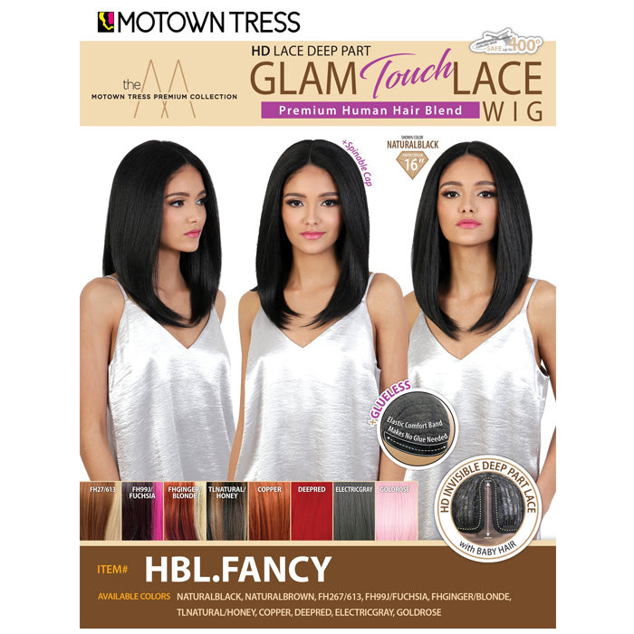 Motown Tress Glam Touch Human Hair Blend Glueless HD Deep Part Lace Wig - HBL FANCY