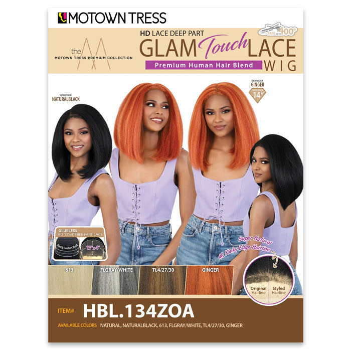 Motown Tress Glam Touch Lace Glueless Human Hair Blend HD 13x4 Lace Front Wig- HBL 134ZOA