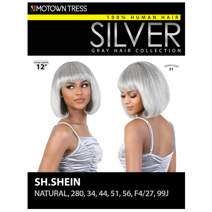 Motown Tress Silver 100% Human Hair Full Wig - SH.SHEIN