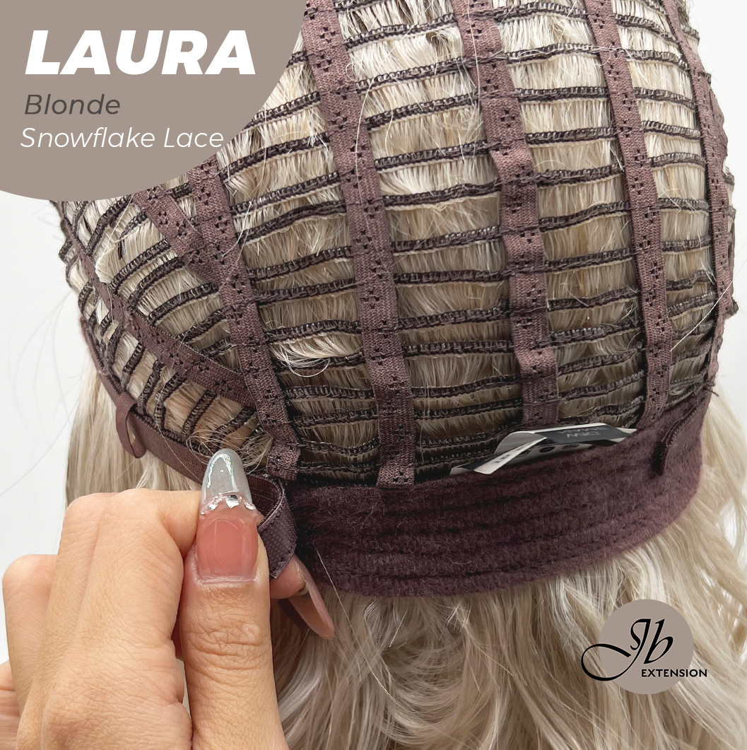 JBEXTENSION 14 Inches Blonde Pre-Cut Side Part Snowflake Lace Frontlace Glueless Wig LAURA SNOWFLAKE【BENDY EAR TABS】- M/L
