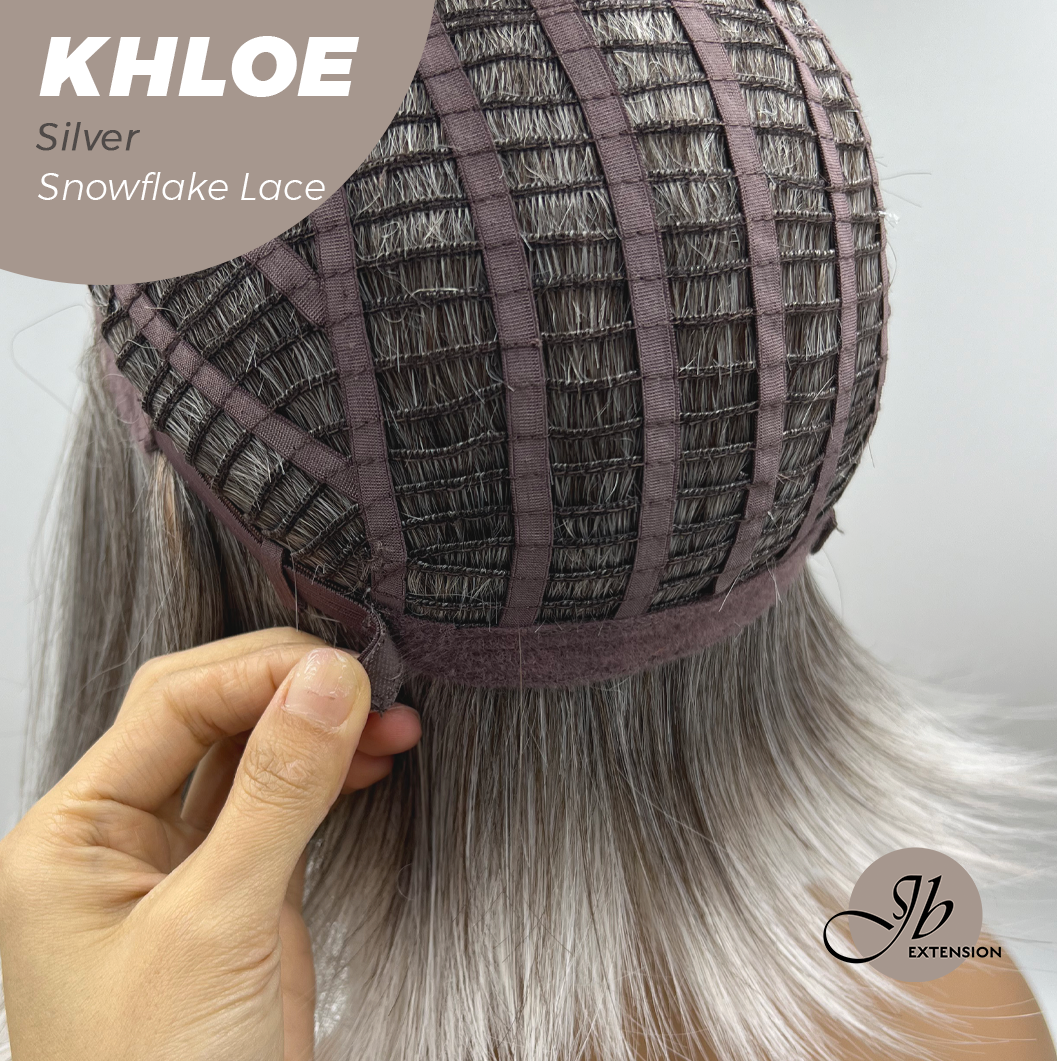 HOT OF SEASON -12 Inches Bob Cut Silver Pre-Cut Snowflake Lace Frontlace Glueless Wig KHLOE SILVER【PERMATEASE】【BENDY EAR TABS】
