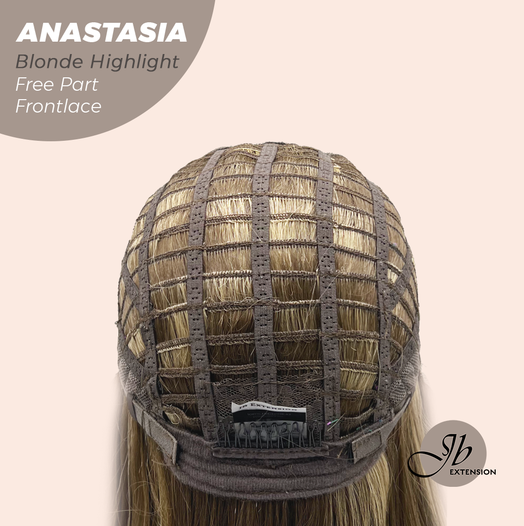 JBEXTENSION 20 Inches Blonde Highlight Curly Pre-Cut 13X3 Lace Free Part Frontlace Glueless Wig ANASTASIA BLONDE HIGHLIGHT