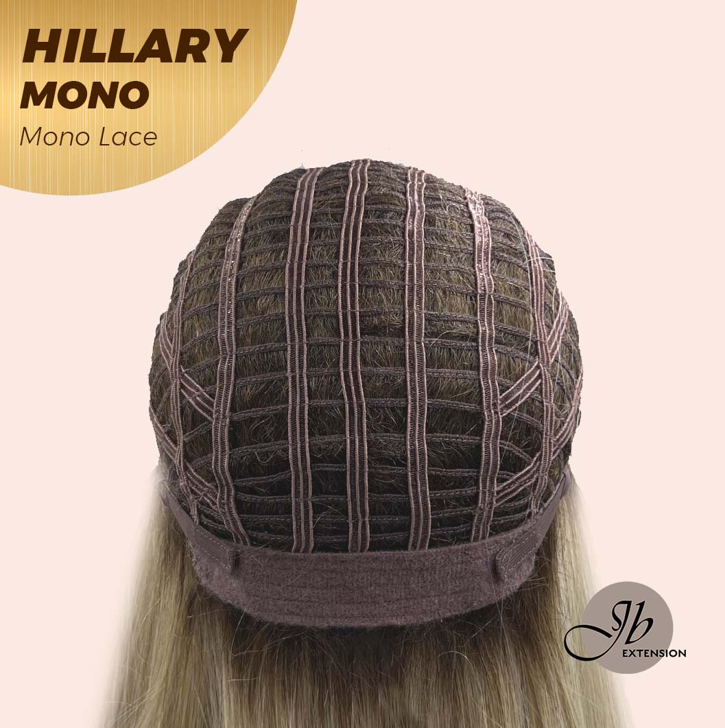 JBEXTENSION HILLARY MONO Monofilament Handmade Wig 6X5 Full Monofilament Hand Tied Top Wig 16 Inches Blonde With Dark Root Straight Mono Lace Wig With Anti-slip Silicone Strips Glueless Wig Hillary Mono【BENDY EAR TABS】