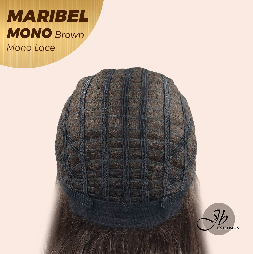 JBEXTENSION MARIBEL MONO Monofilament Handmade Wig 6X5 Full Monofilament Hand Tied Top Wig 16 Inches Brown Wave Mono Lace Wig With Anti-slip Silicone Strips Glueless Wig MARIBEL MONO BROWN【BENDY EAR TABS】