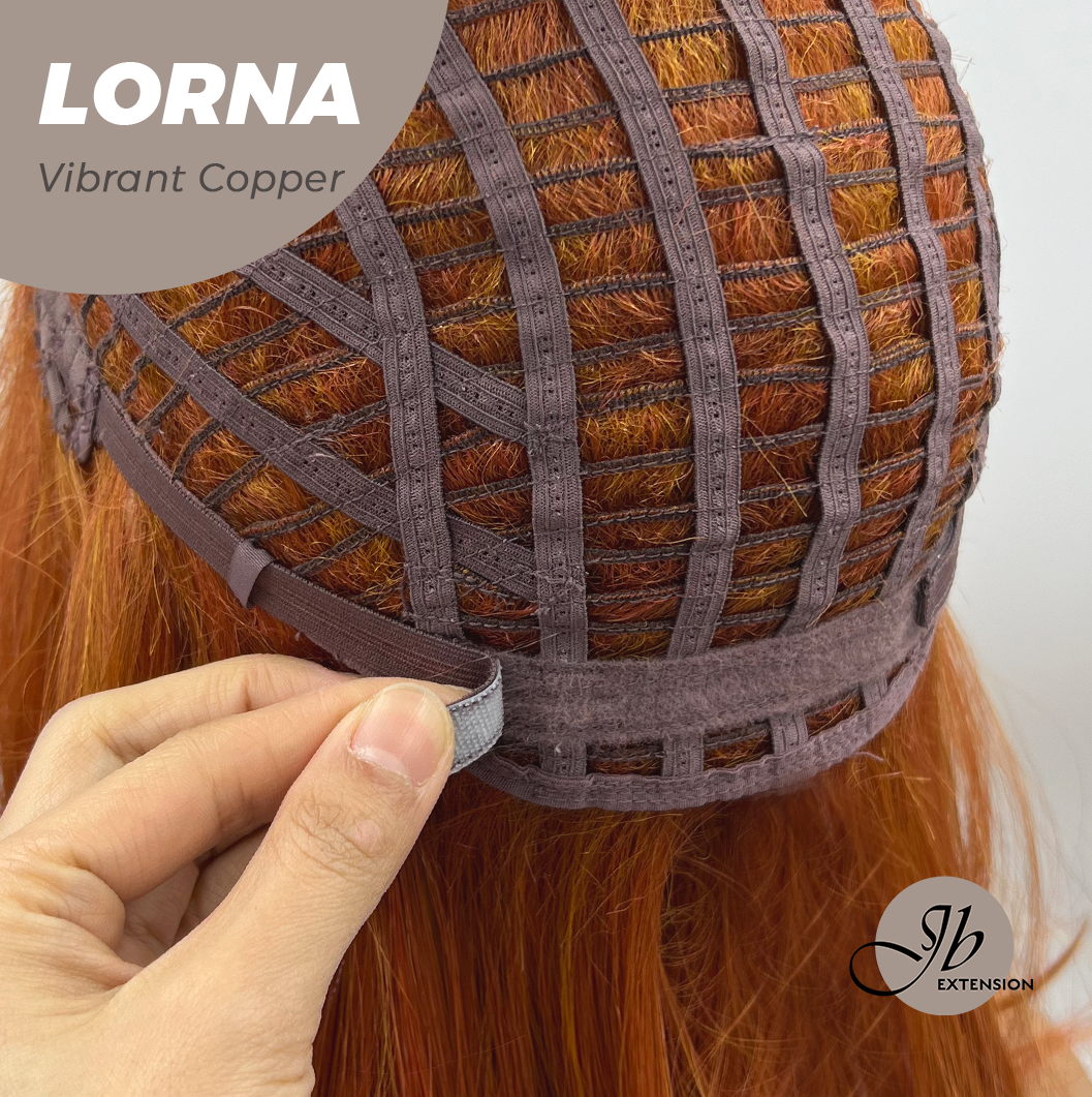 HOT OF SEASON - 18 Inches Vibrant Copper Curly Women Fashion Full Machine Wig With Bangs LORNA VIBRANT COPPER【PLUS PERMATEASE】【BENDY EAR TABS】