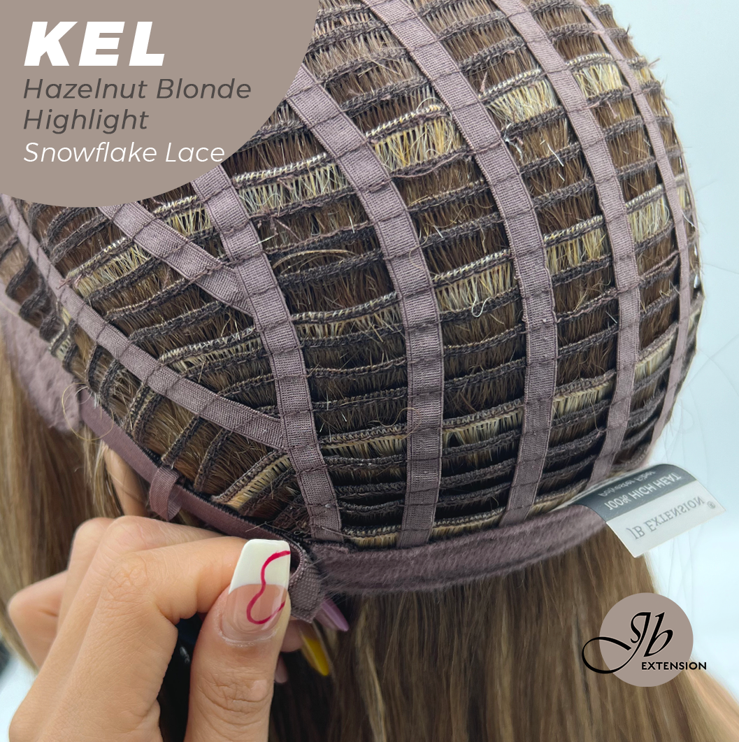 [PRE-ORDER] JBEXTENSION 22 Inches Hazelnut Blonde Highlight Pre-Cut Snowflake Lace Frontlace Glueless Wig KEL HAZELNUT【PERMATEASE】【BENDY EAR TABS】