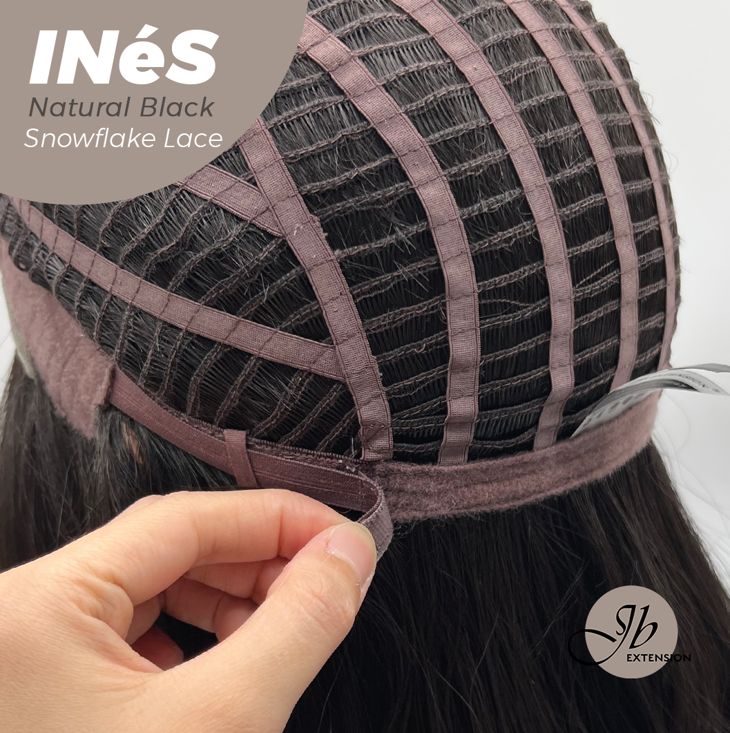 JBEXTENSION 22 Inches Natural Black Pre-Cut Snowflake Lace Frontlace Glueless Wig INéS NATURAL BLACK【PERMATEASE】【BENDY EAR TABS】