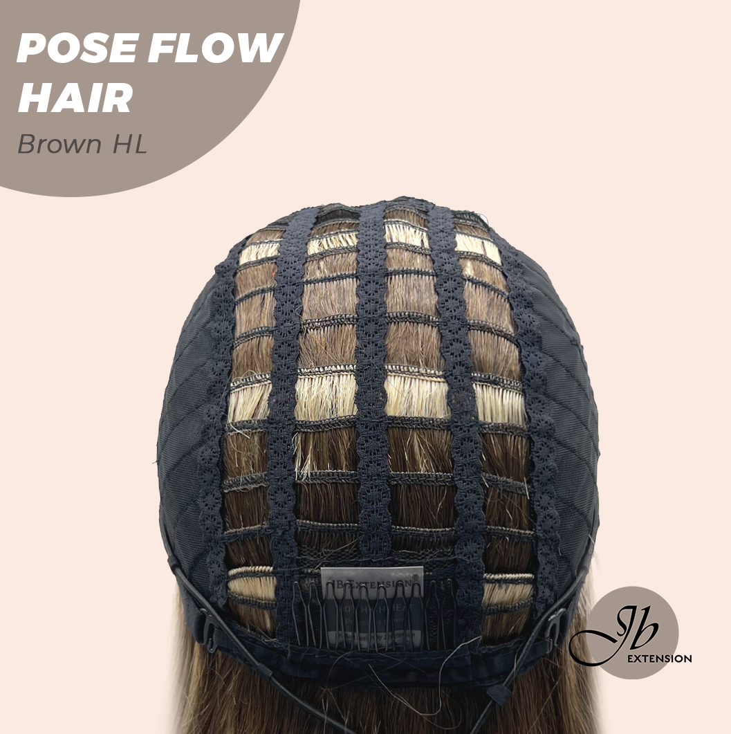 JBEXTENSION 18 Inches Brown with Highlight Headband Wig POSE FLOW HAIR - BROWN HIGHLIGHT