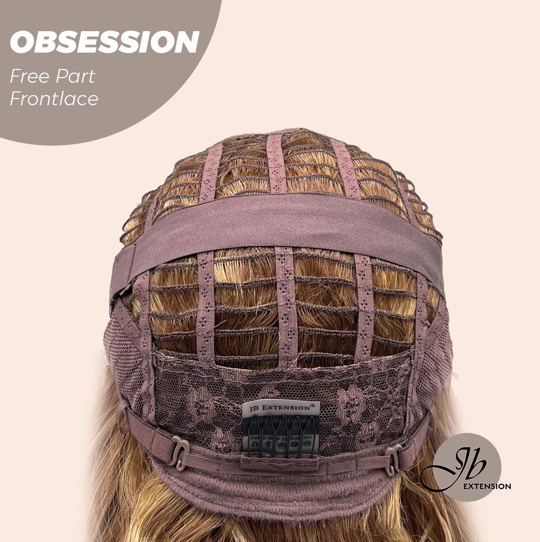 JBEXTENSION 24 Inches Brown With Highlight Wave 13X6 Pre-Cut Free Part Frontlace Glueless Wig OBSESSION