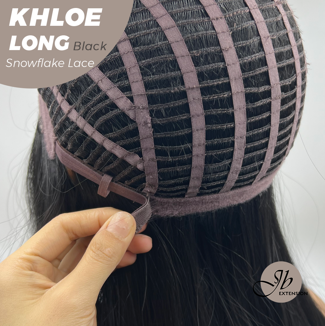 SNOWFLAKE LACE- JBEXTENSION 18 Inches Black Pre-Cut Snowflake Lace Frontlace Glueless Wig KHLOE LONG BLACK【PERMATEASE】【BENDY EAR TABS】