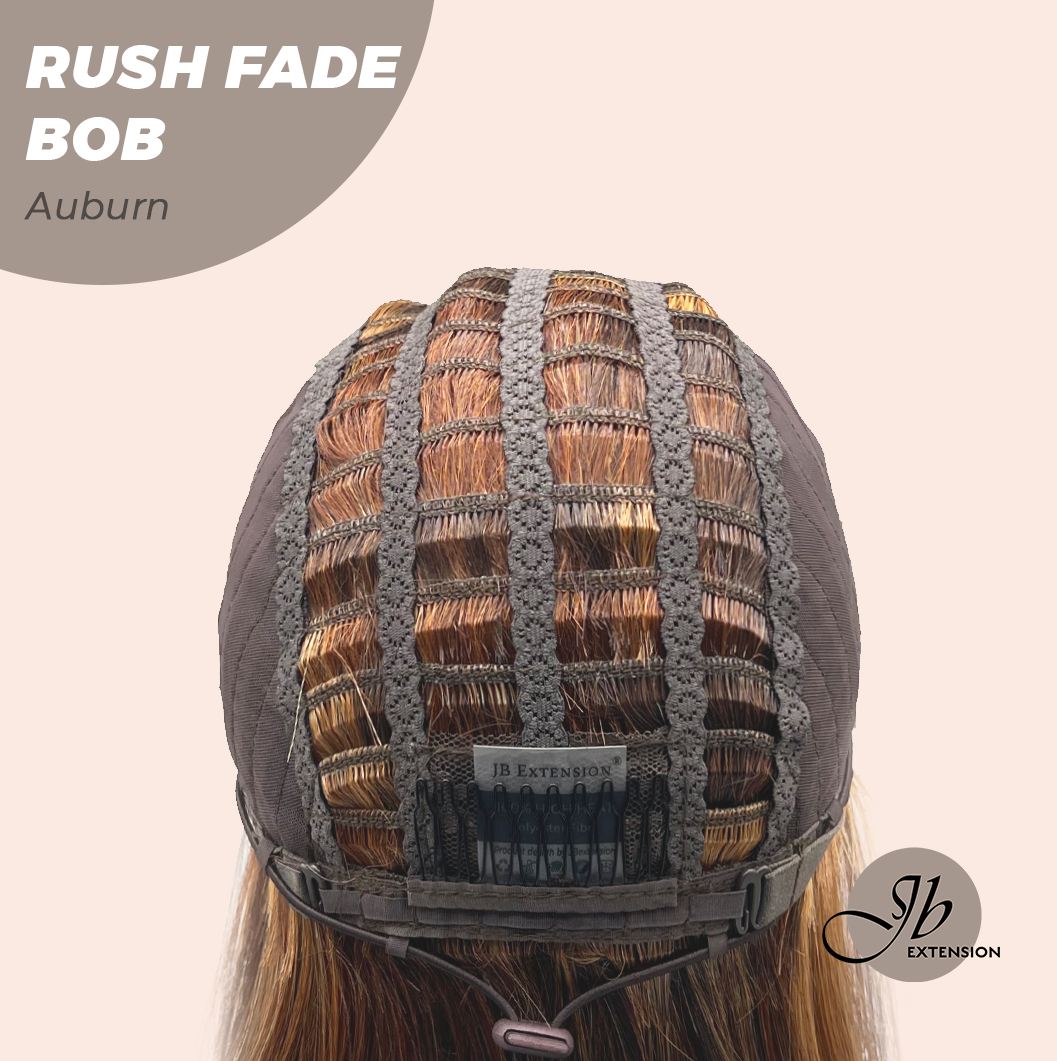 JBEXTENSION 12 Inches Short Hair Auburn Highlight Headband Wig RUSH FADE BOB - AUBURN