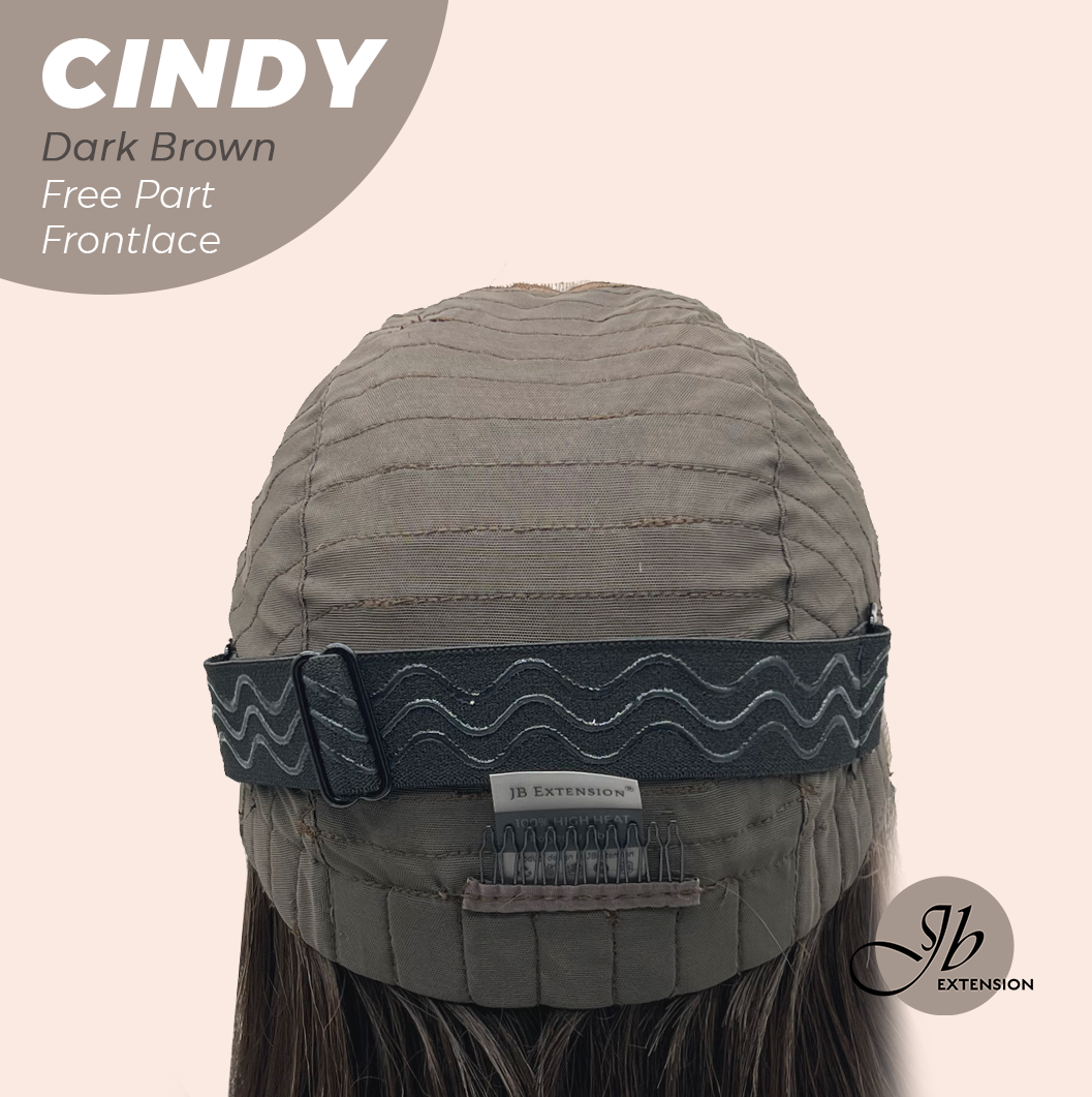 JBEXTENSION 20 Inches Dark Brown Curly Pre-Cut 9X6 U Lace Free Part Frontlace Glueless Wig CINDY DARK BROWN