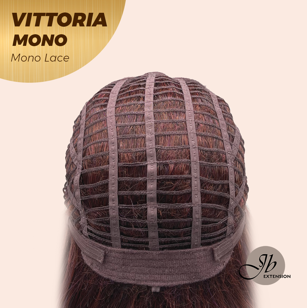 JBEXTENSION VITTORIA MONO Monofilament Handmade Wig 6X5 Full Monofilament Hand Tied Top Wig 16 Inches Dark Red Curly Mono Lace Wig With Anti-slip Silicone Strips Glueless Wig VITTORIA MONO【BENDY EAR TABS】