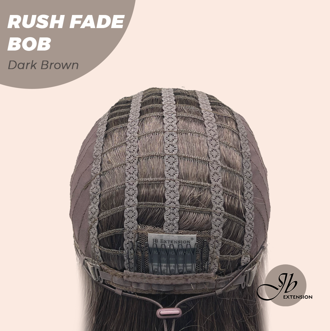JBEXTENSION 12 Inches Short Hair Dark Brown Headband Wig RUSH FADE BOB - DARK BROWN