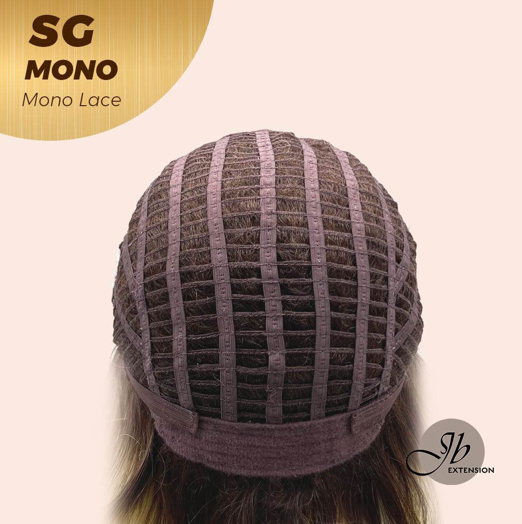 JBEXTENSION SG MONO Monofilament Handmade Wig 6X5 Full Monofilament Hand Tied Top Wig 15 Inches Sunset Blonde Mono Lace Wig With Anti-slip Silicone Strips Glueless Wig SG MONO【BENDY EAR TABS】