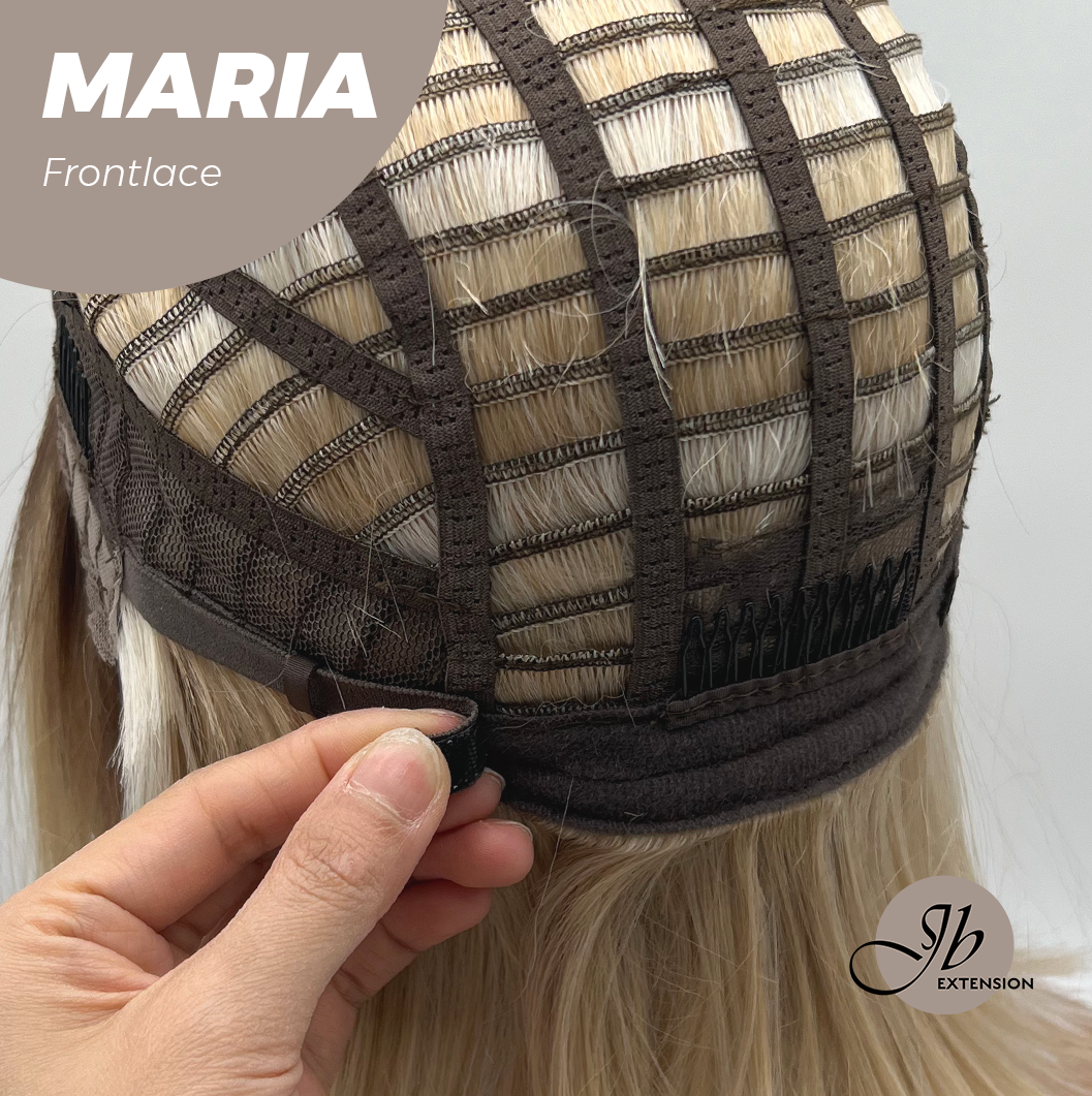JBEXTENSION 12 Inches Blonde With Dark Root Pre-Cut Side Part Frontlace Glueless Wig MARIA