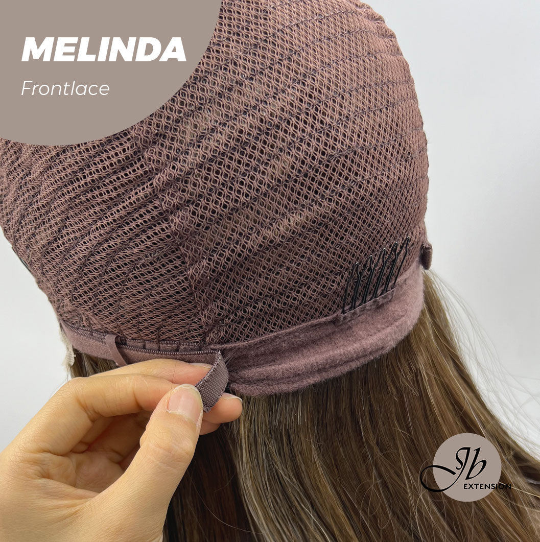 JBEXTENSION 18 Inches Brown With Highlight Pre-Cut Frontlace Glueless Side Part Wig MELINDA