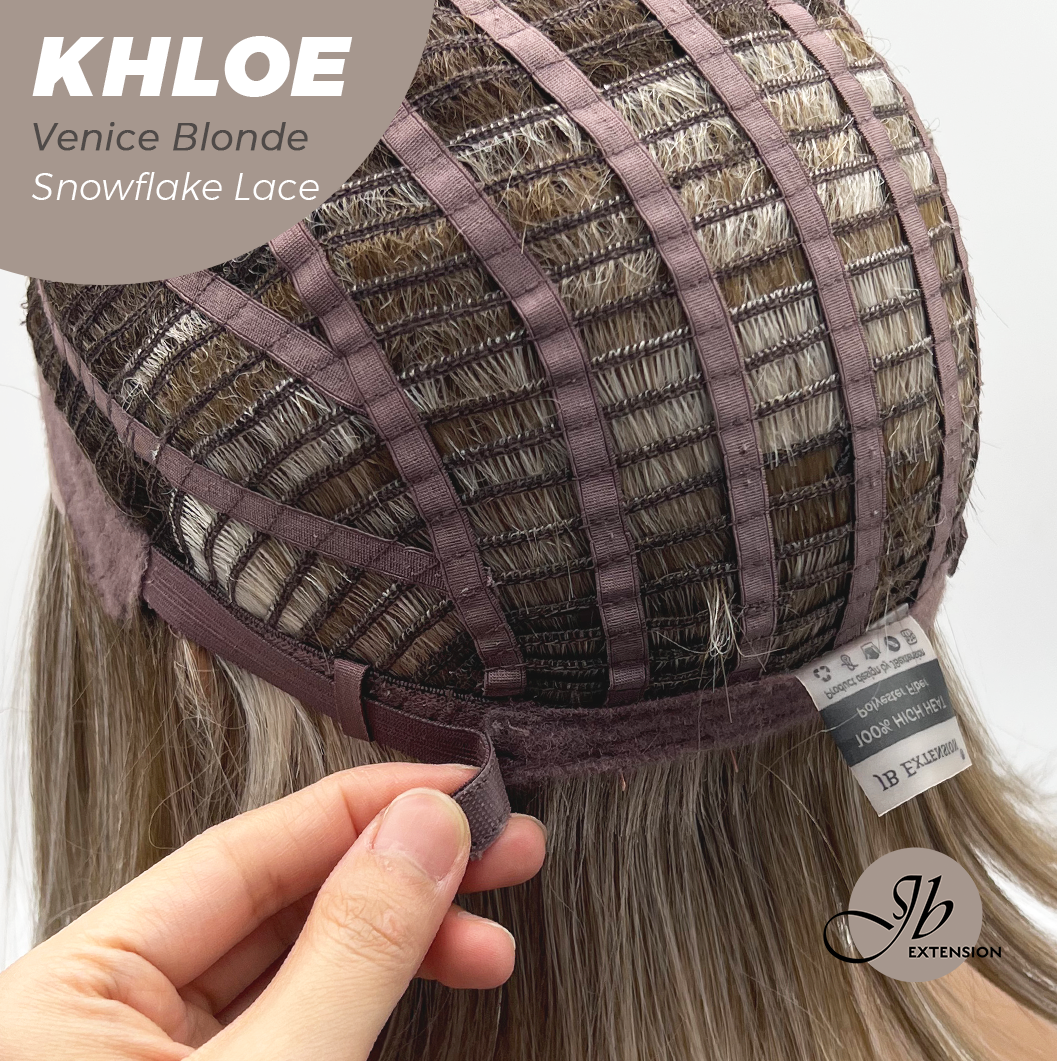 JBEXTENSION 12 Inches Bob Cut Venice Blonde Pre-Cut Snowflake Lace Frontlace Glueless Wig KHLOE VENICE BLONDE【PERMATEASE】【BENDY EAR TABS】