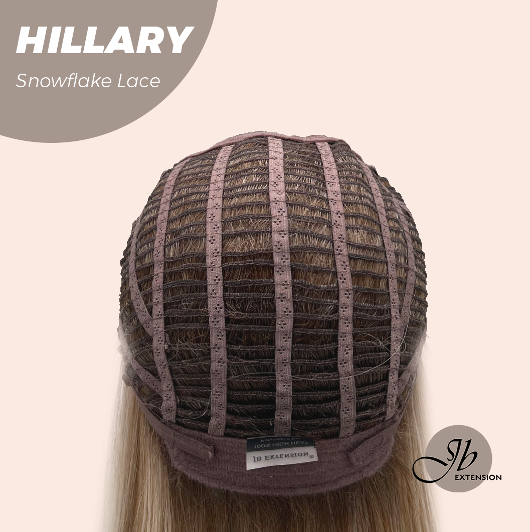 JBEXTENSION 16 Inches Blonde Straight Pre-Cut Side Part Snowflake Lace Frontlace Glueless Wig HILLARY SNOWFLAKE【BENDY EAR TABS】- S/M