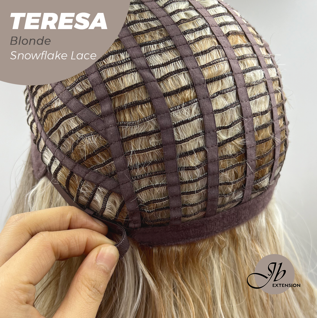JBEXTENSION 18 Inches Mix Blonde Pre-Cut Snowflake Lace Frontlace Glueless Wig TERESA BLONDE【PERMATEASE】【BENDY EAR TABS】