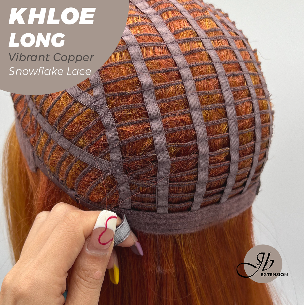JBEXTENSION 18 Inches Vibrant Copper Pre-Cut Snowflake Lace Frontlace Glueless Wig KHLOE LONG VIBRANT COPPER【PERMATEASE】【BENDY EAR TABS】