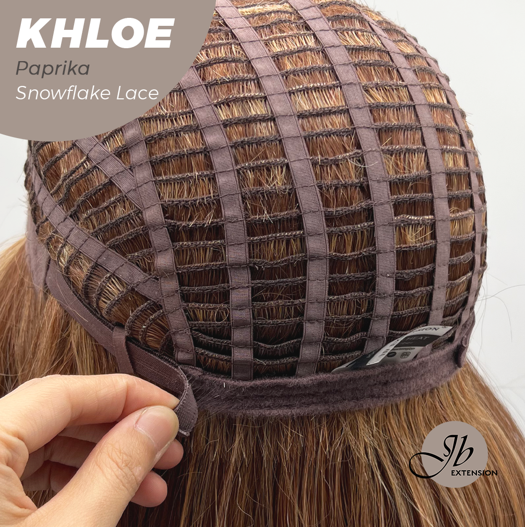 JBEXTENSION 12 Inches Bob Cut Paprika Pre-Cut Snowflake Lace Frontlace Glueless Wig KHLOE PAPRIKA【PERMATEASE】【BENDY EAR TABS】- M/L