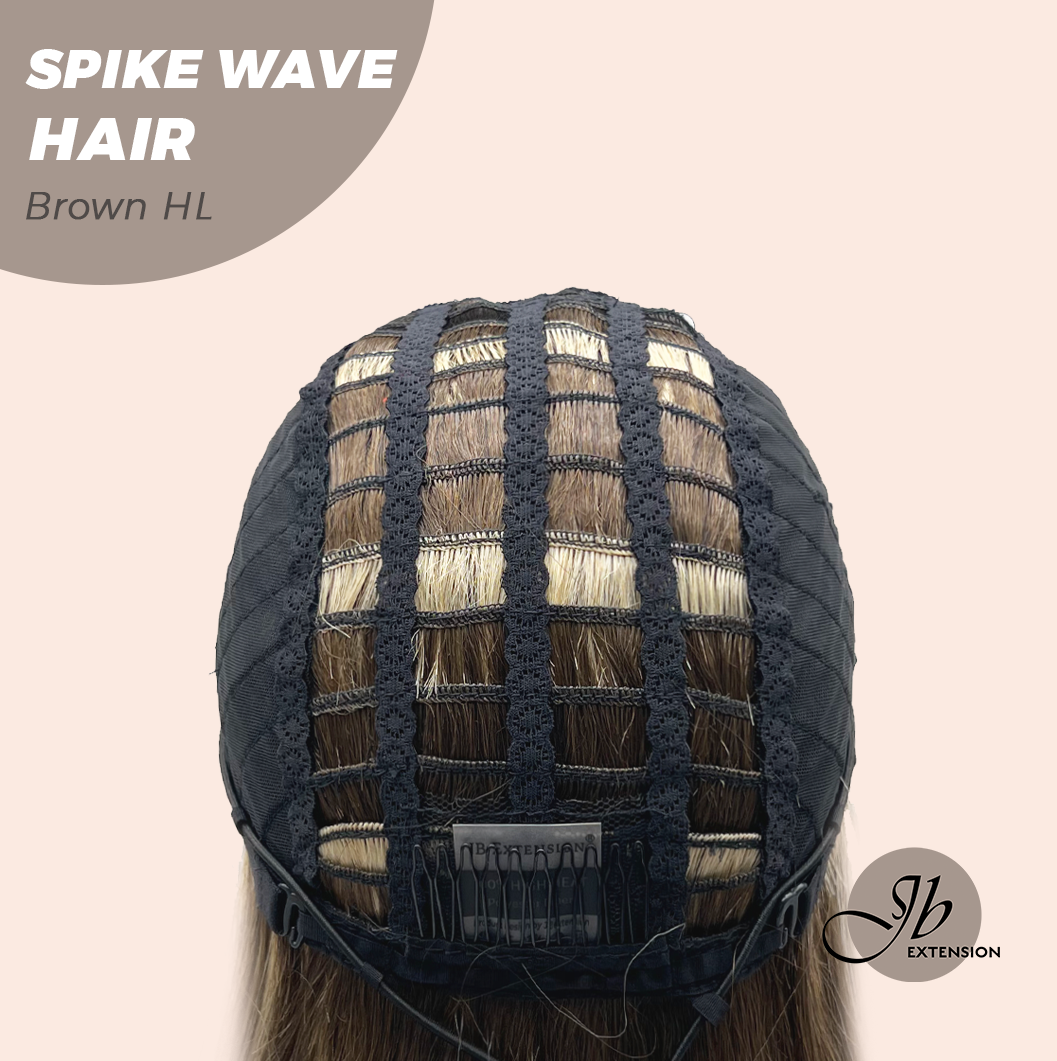 JBEXTENSION 24 Inches Long Curly Hair Brown Highlight Headband Wig SPIKE WAVE HAIR - BROWN HIGHLIGHT