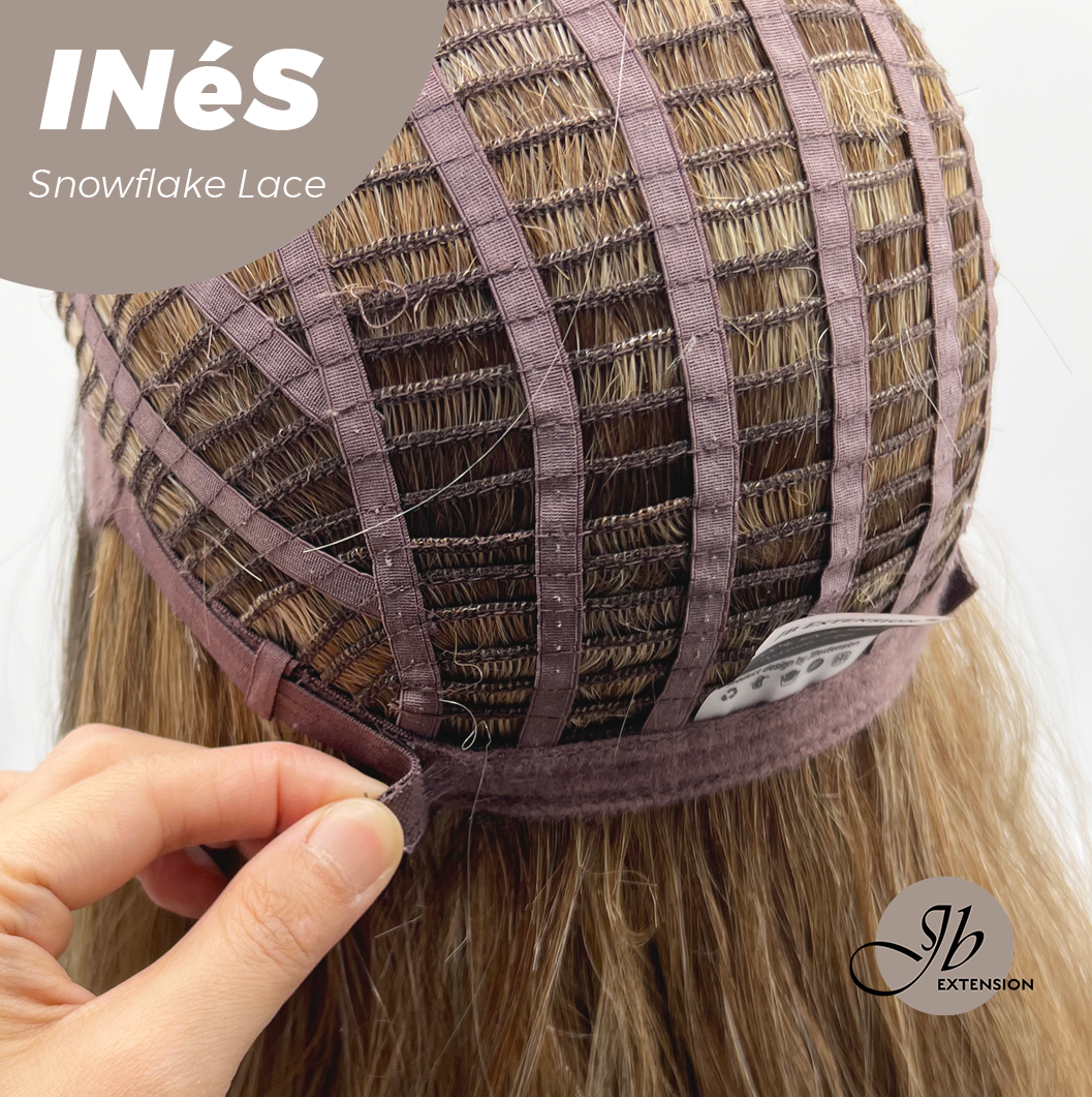 JBEXTENSION 22 Inches Mix Blonde Pre-Cut Snowflake Lace Frontlace Glueless Wig INéS SNOWFLAKE【PERMATEASE】【BENDY EAR TABS】- S/M