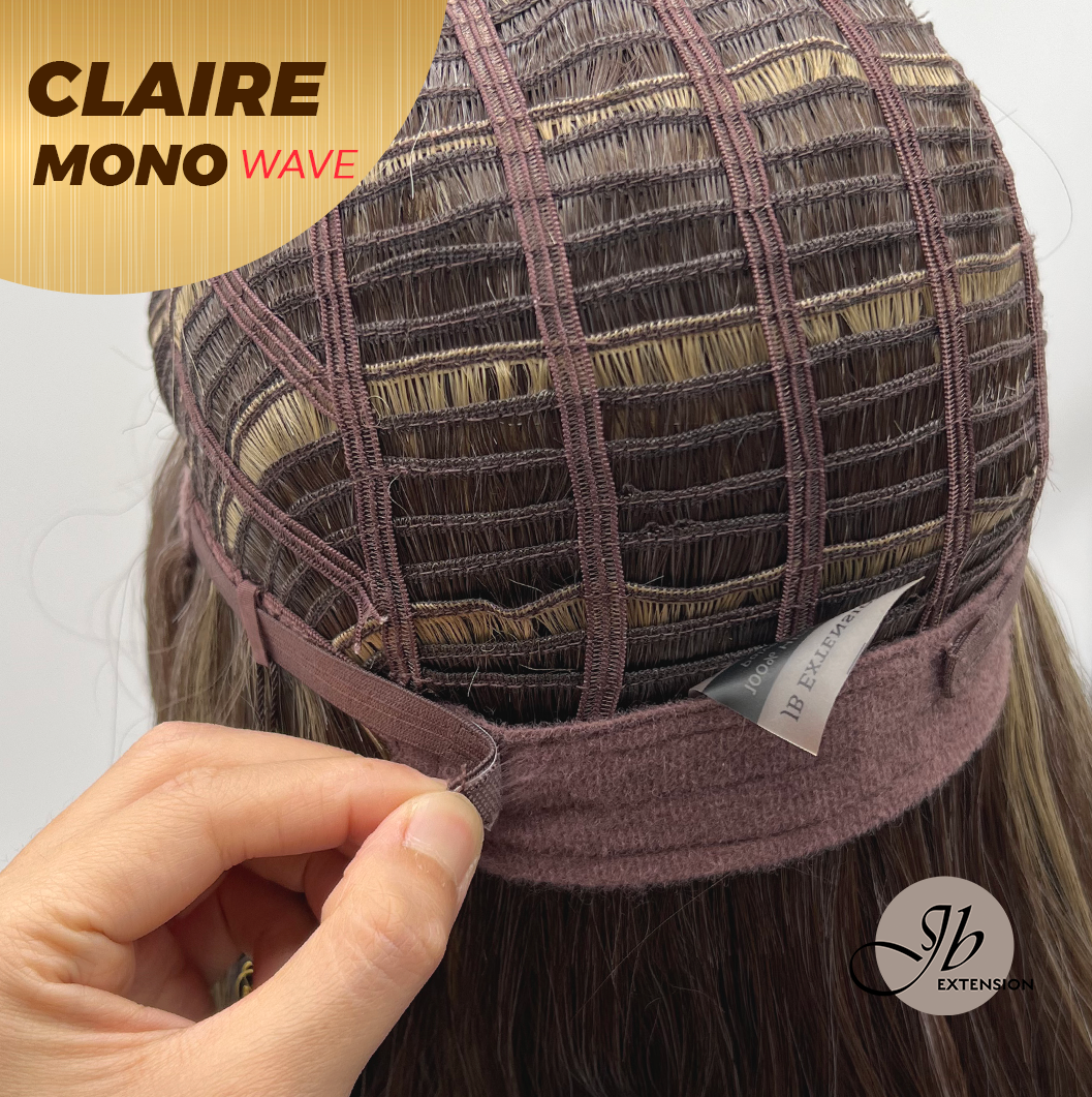 JBEXTENSION CLAIRE MONO WAVE Partial Monofilament Wig 22 Inches Brown With Highlight Partial Mono Lace Glueless Wig CLAIRE MONO-WAVE【BENDY EAR TABS】