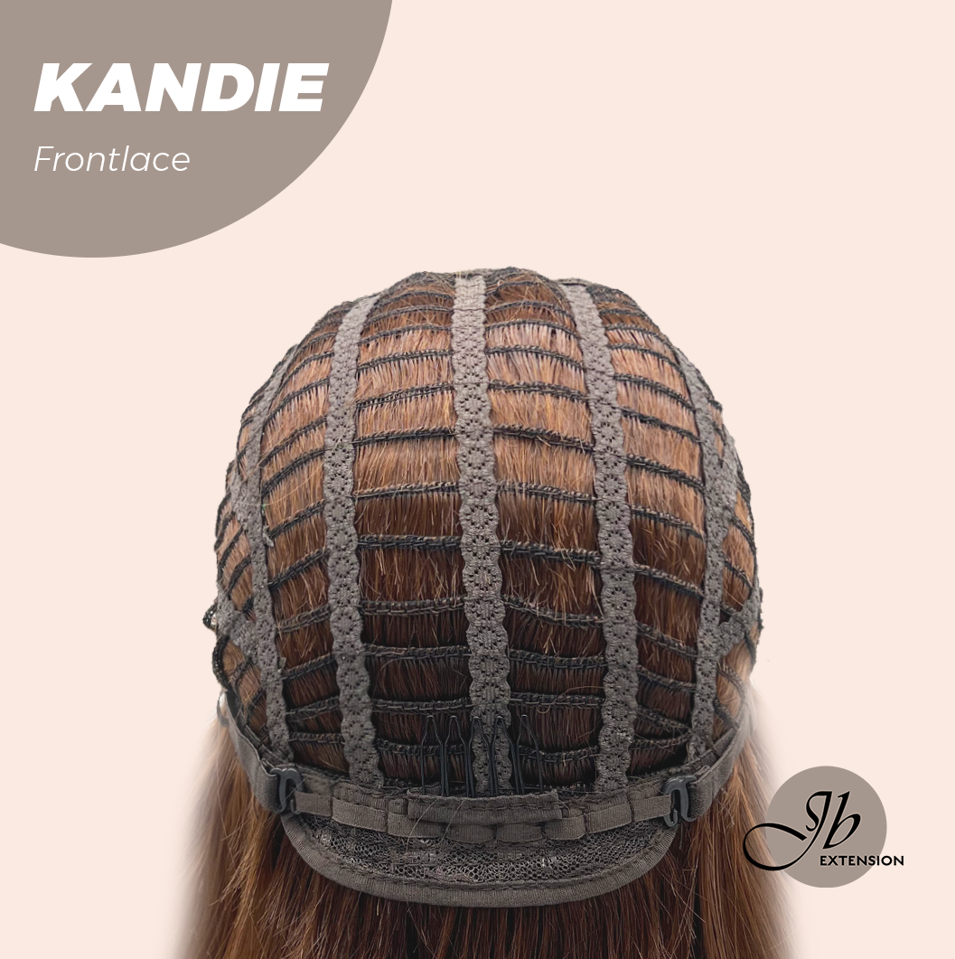 JBEXTENSION 28 Inches Curly Mocha with Dark Root Pre-Cut Frontlace Glueless Wig KANDIE