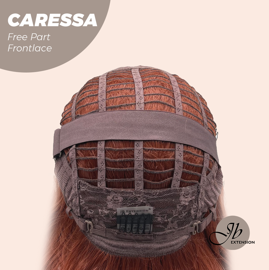 Nichole's Selection - 22 Inches Copper Curly Wave Free Part Frontlae Glueless Wig CARESSA