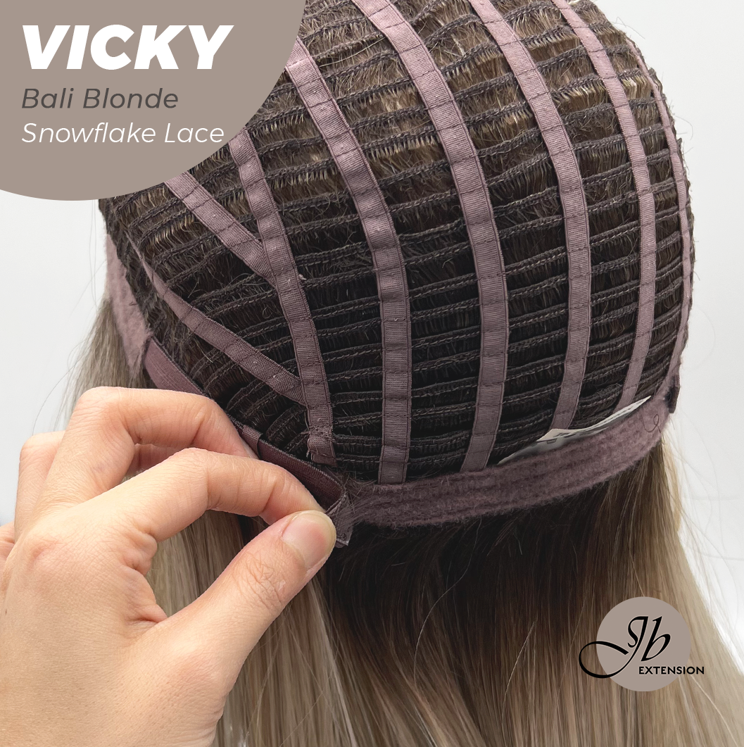 JBEXTENSION 20 Inches Bali Blonde Pre-Cut Snowflake Lace Frontlace Glueless Wig VICKY BALI BLONDE【PERMATEASE】【BENDY EAR TABS】- S/M