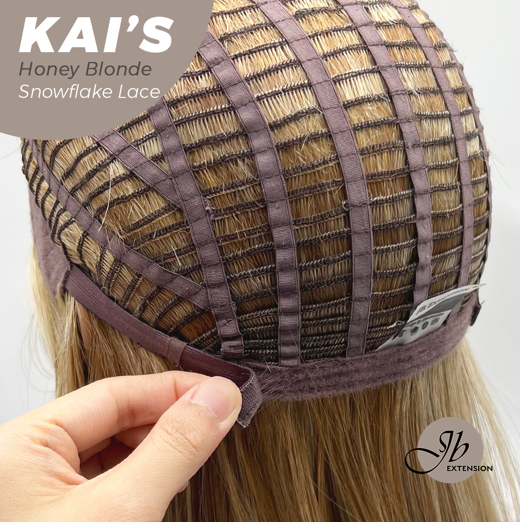 JBEXTENSION 18 Inches Honey Blonde Pre-Cut Snowflake Lace Frontlace Glueless Wig KAI'S HONEY BLONDE【PERMATEASE】【BENDY EAR TABS】