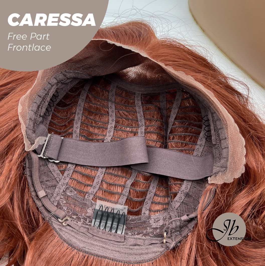 JBEXTENSION 22 Inches Copper Curly Wave 13X6 Pre-Cut Free Part Frontlae Glueless Wig CARESSA