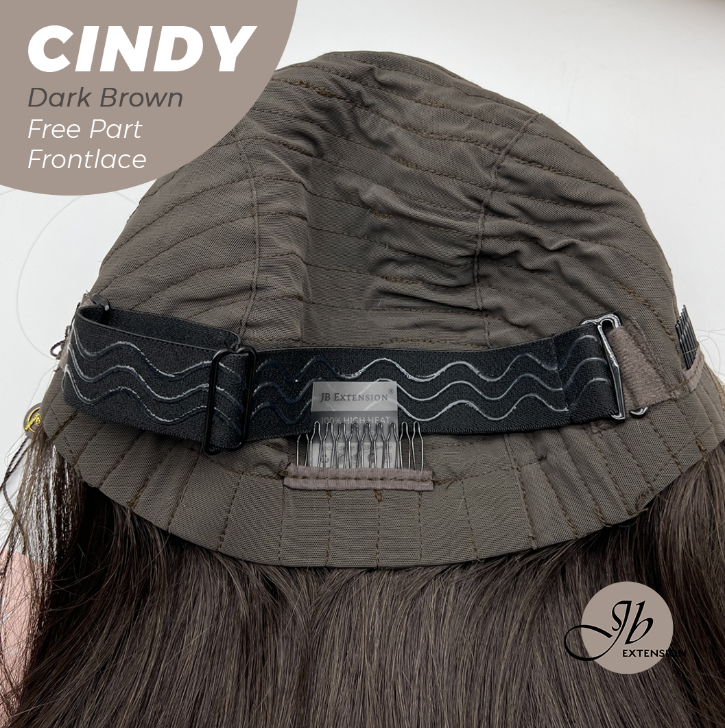 JBEXTENSION 20 Inches Dark Brown Curly Pre-Cut 9X6 U Lace Free Part Frontlace Glueless Wig CINDY DARK BROWN