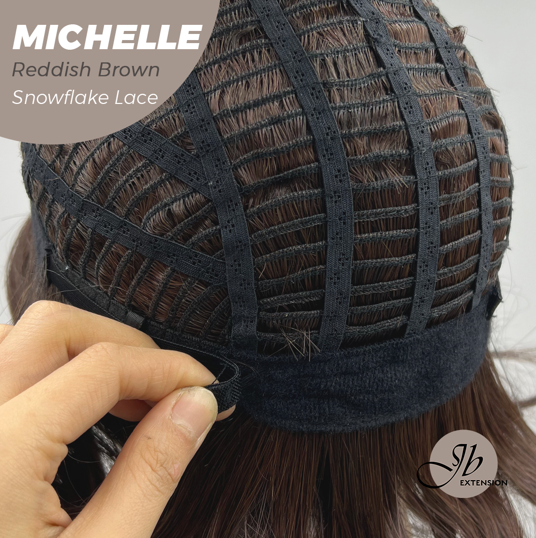 JBEXTENSION 10 Inches Reddish Brown Pre-Cut Side Part Snowflake Lace Frontlace Glueless Wig MICHELLE REDDISH BROWN【BENDY EAR TABS】