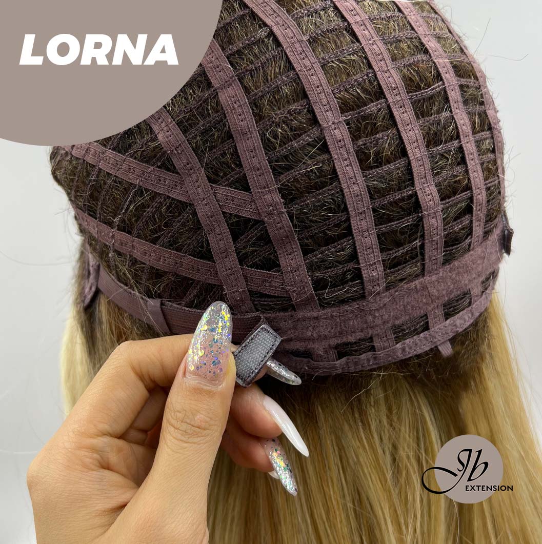 HOT OF SEASON - 18 Inches Blonde Curly Women Fashion Full Machine Wig With Bangs LORNA【PLUS PERMATEASE】【BENDY EAR TABS】
