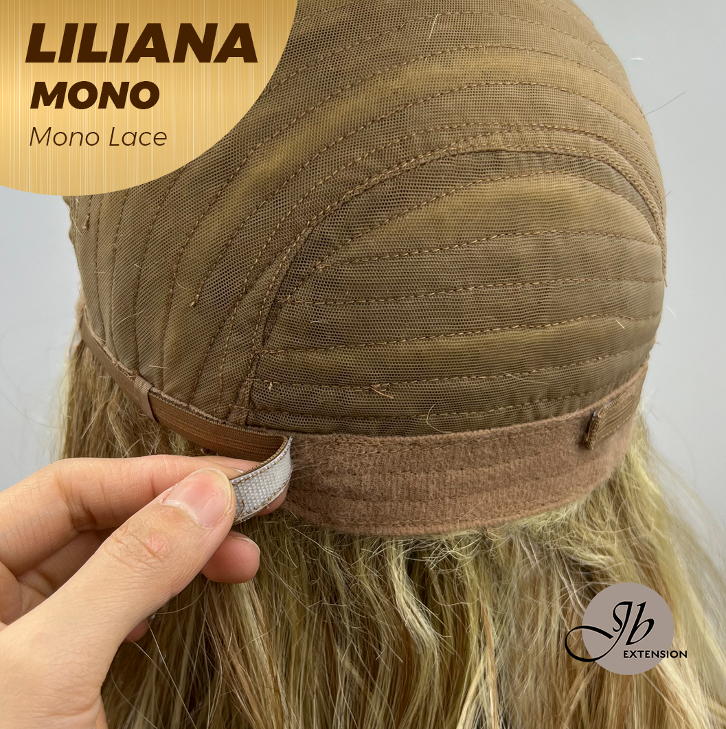 JBEXTENSION LILIANA MONO Full Monofilament Handmade Full Lace Full Hand Tied Wig 18 Inches Honey Blonde Mono Lace Handmade Futura Fiber Wig Glueless Wig LILIANA MONO【BENDY EAR TABS】
