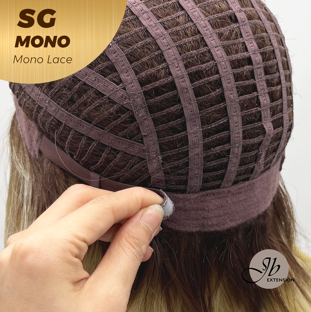 JBEXTENSION SG MONO Monofilament Handmade Wig 6X5 Full Monofilament Hand Tied Top Wig 15 Inches Sunset Blonde Mono Lace Wig With Anti-slip Silicone Strips Glueless Wig SG MONO【BENDY EAR TABS】