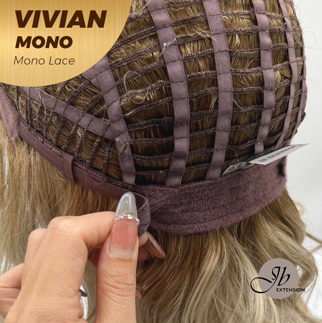 JBEXTENSION VIVIAN MONO Monofilament Handmade Wig 6X5 Full Monofilament Hand Tied Top Wig 12 Inches Blonde Wave Mono Lace Wig With Anti-slip Silicone Strips Glueless Wig VIVIAN MONO【BENDY EAR TABS】
