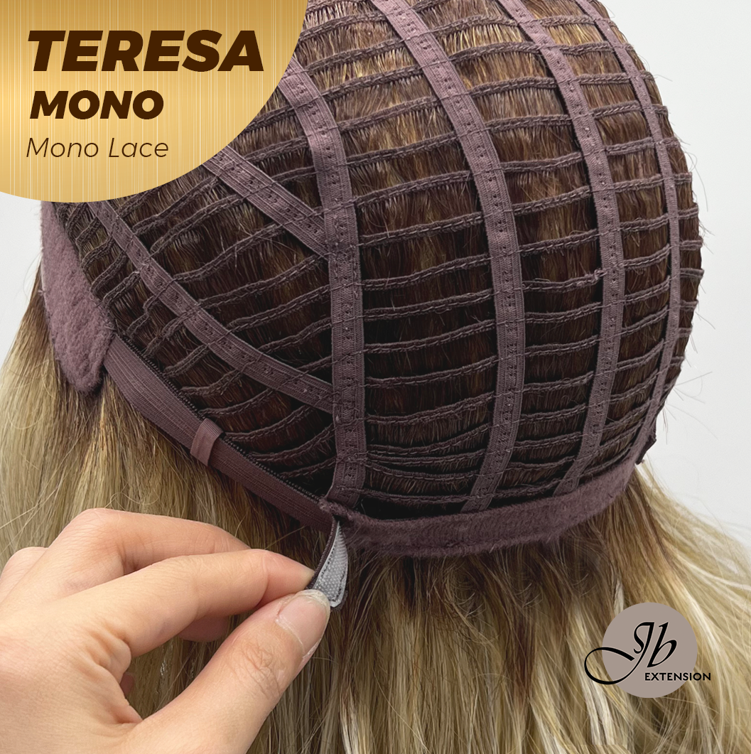 [PRE-ORDER] JBEXTENSION TERESA MONO 16INCH Monofilament Handmade Wig 6X5 Full Monofilament Hand Tied Top Wig 16 Inches Mix Blonde Curly Mono Lace Wig With Anti-slip Silicone Strips Glueless Wig TERESA MONO - 16Inch【BENDY EAR TABS】