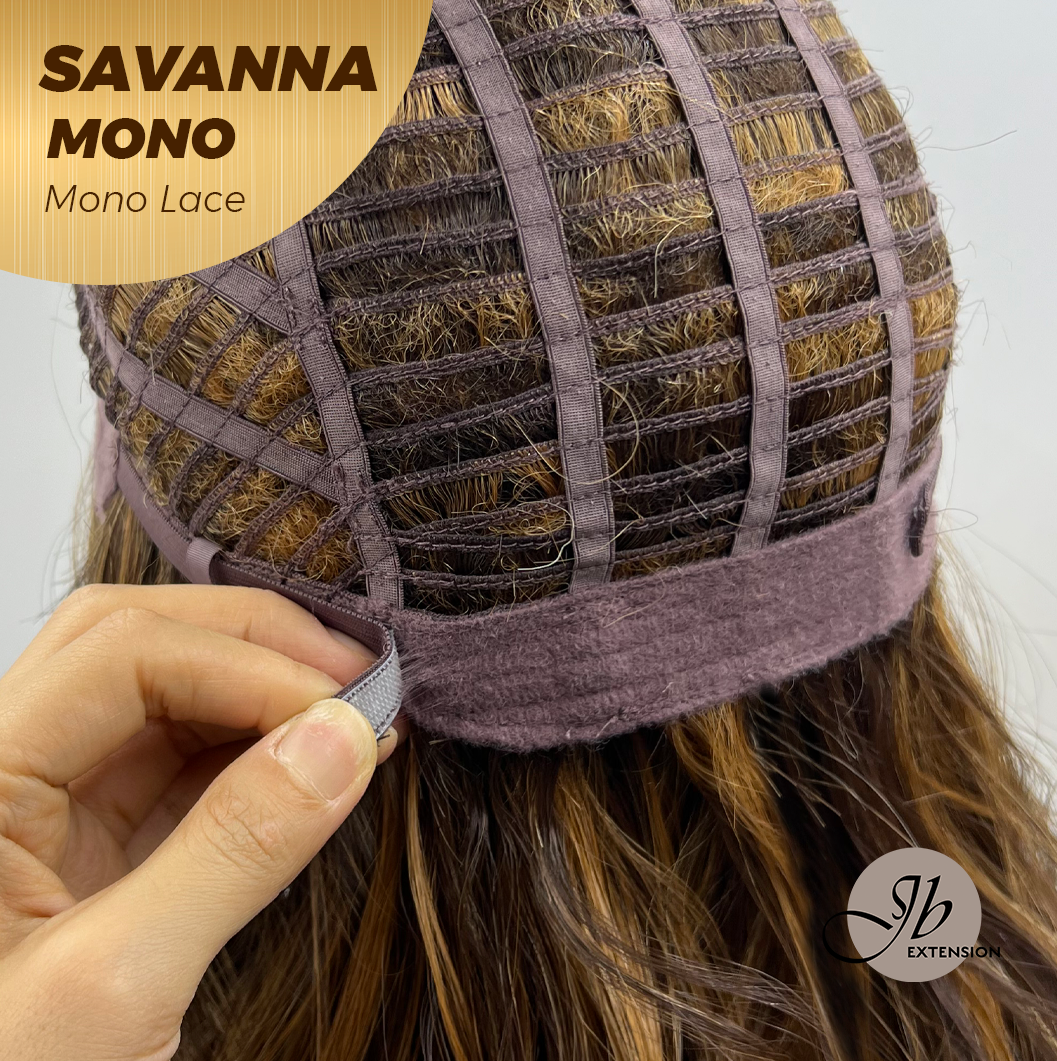 [PRE-ORDER] JBEXTENSION SAVANNA MONO Monofilament Handmade Wig 6X5 Full Monofilament Hand Tied Top Wig 16 Inches Brown With Highlight Wave Mono Lace Wig With Anti-slip Silicone Strips Glueless Wig SAVANNA MONO【BENDY EAR TABS】