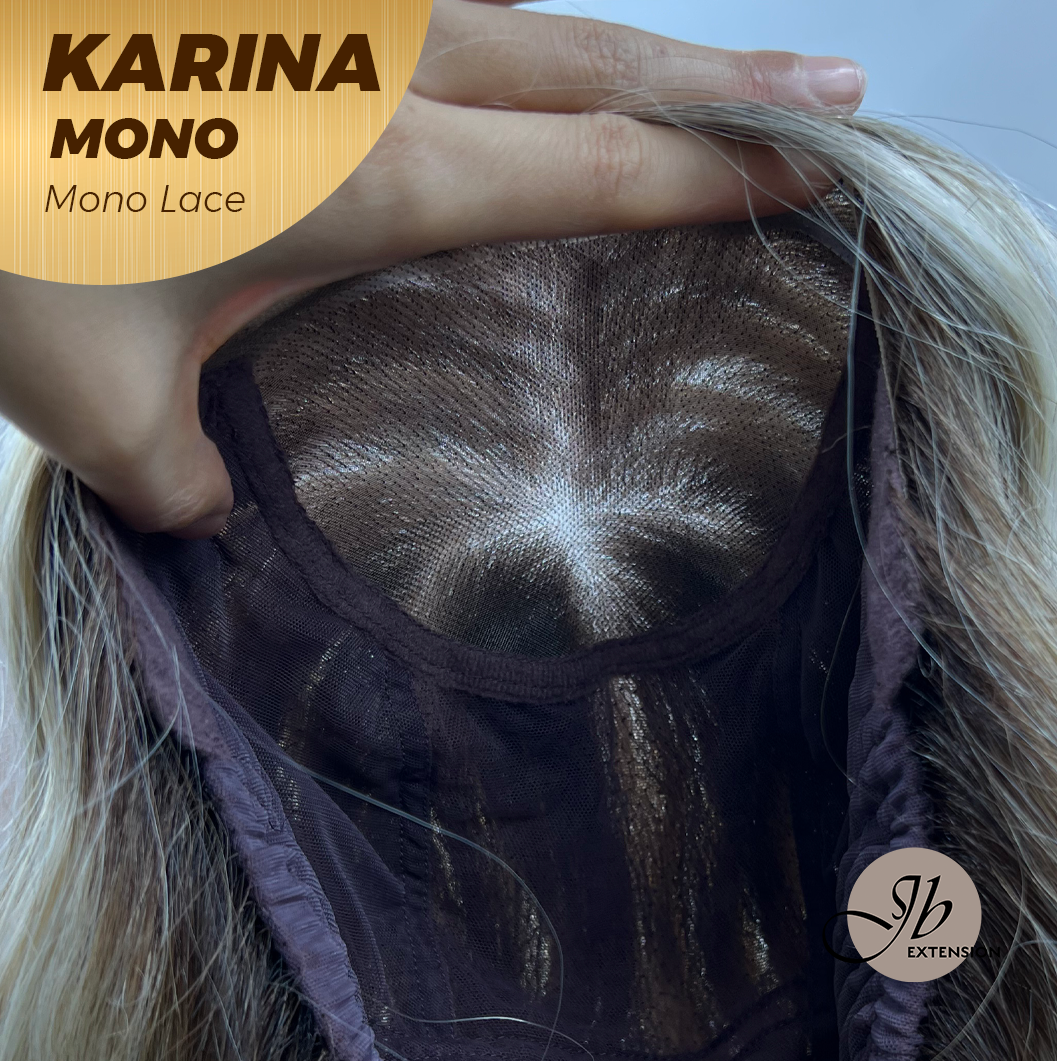 JBEXTENSION KARINA MONO Full Monofilament Handmade Full Lace Full Hand Tied Wig 14 Inches Blonde Mono Lace Handmade Futura Fiber Wig Glueless Wig KARINA MONO【BENDY EAR TABS】