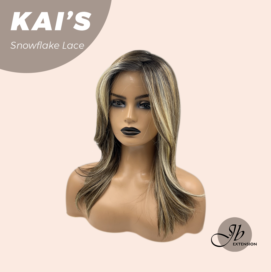 HOT OF SEASON - 18 Inches Mix Blonde Pre-Cut Snowflake Lace Frontlace Glueless Wig KAI'S【PERMATEASE】【BENDY EAR TABS】