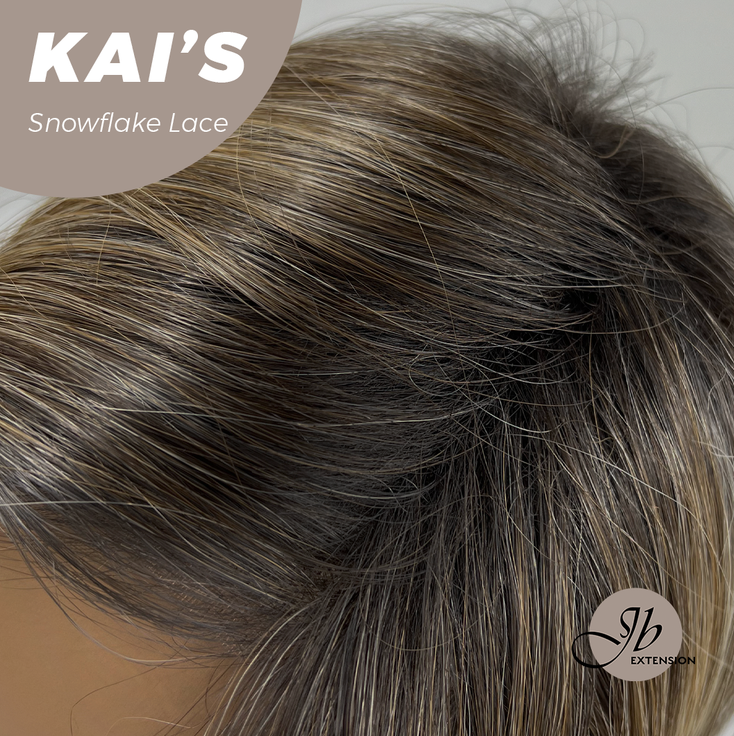 HOT OF SEASON - 18 Inches Mix Blonde Pre-Cut Snowflake Lace Frontlace Glueless Wig KAI'S【PERMATEASE】【BENDY EAR TABS】