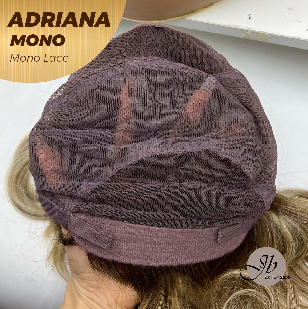 [PRE-ORDER] JBEXTENSION ADRIANA MONO Full Monofilament Handmade Full Lace Full Hand Tied Wig 14 Inches Blonde With Dark Root Wave Mono Lace Handmade Futura Fiber Wig With Anti-slip Silicone Strips Glueless Wig Adriana Mono【BENDY EAR TABS】