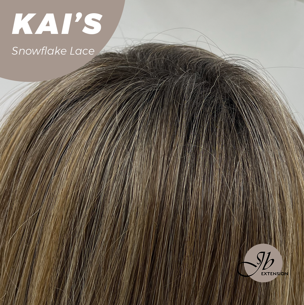 JBEXTENSION 18 Inches Mix Blonde Pre-Cut Snowflake Lace Frontlace Glueless Wig KAI'S【PERMATEASE】【BENDY EAR TABS】