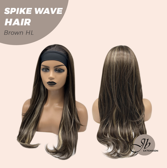 JBEXTENSION 24 Inches Long Curly Hair Brown Highlight Headband Wig SPIKE WAVE HAIR - BROWN HIGHLIGHT