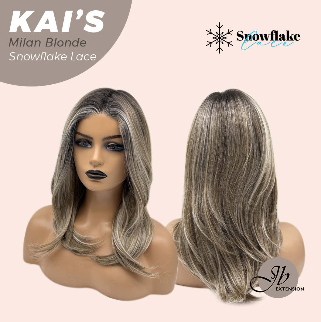 JBEXTENSION 18 Inches Milan Blonde Pre-Cut Snowflake Lace Frontlace Glueless Wig KAI'S MILAN BLONDE【PERMATEASE】【BENDY EAR TABS】- M/L