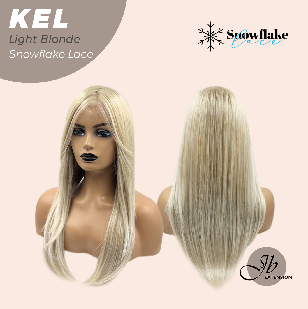 JBEXTENSION 22 Inches Light Blonde Pre-Cut Snowflake Lace Frontlace Glueless Wig KEL LIGHT BLONDE【PERMATEASE】【BENDY EAR TABS】- S/M